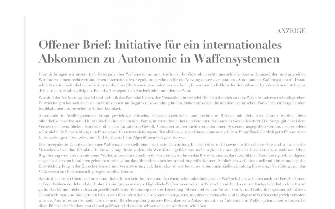 AI researchers call upon new German government to back autonomous weapons treaty