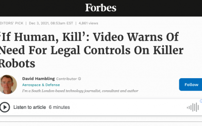 ‘If Human, Kill’: Video Warns Of Need For Legal Controls On Killer Robots